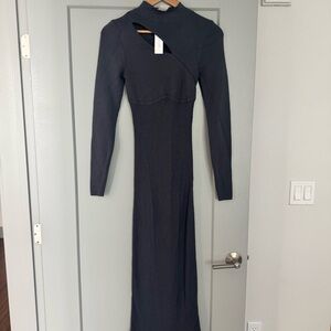 NWT Topshop Blue Black Ribbed Asymmetrical Sheath Dress